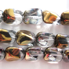 Bead, glass, clear, 11x14x18mm nugget. 14cs - Click Image to Close