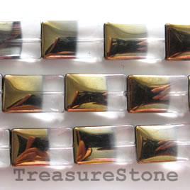 Bead, glass, clear, 13x21mm rectangle. 14pcs - Click Image to Close