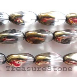 Bead, glass, clear, 10x19mm twist. Sold per 16 inch strand. - Click Image to Close
