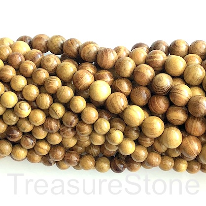 Bead, scented wood, yellowish green, 6mm round. Pkg of 108pcs.