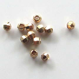 Bead, gold-plated brass, 2mm faceted round, pkg of 30 pcs