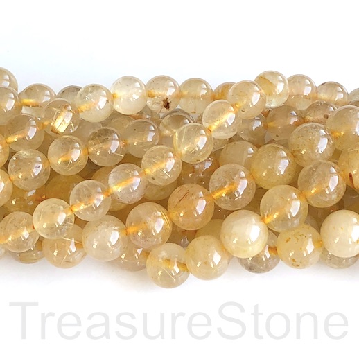 Bead, gold rutilated quartz, 8mm round. 15-inch, 45pcs