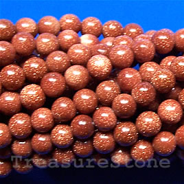 Bead, brown goldstone, 5-6mm round. 14-inch, 65pcs