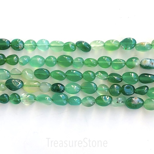 Bead, green agate (dyed), 6x8mm nugget, 15.5 inch, about 50pcs