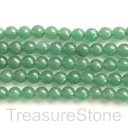 Bead, green aventurine, 8mm, faceted round. 15-inch, 47pcs
