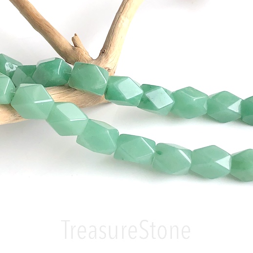 Bead, green aventurine, 10x14mm, faceted rectangle. 15.5", 27pc - Click Image to Close