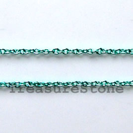 Chain, brass, green-finished, 1mm curb. Sold per pkg of 1 meter.