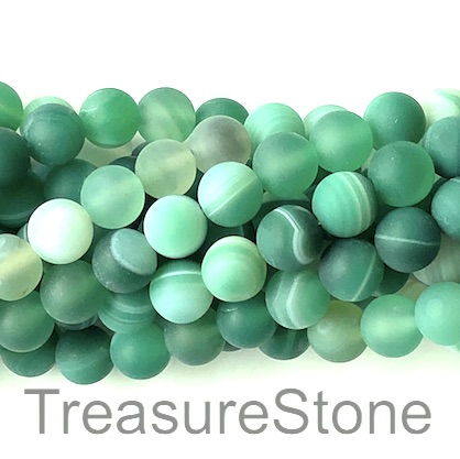 Bead, agate (dyed), green, 8mm round, matte. 15-inch, 47pcs