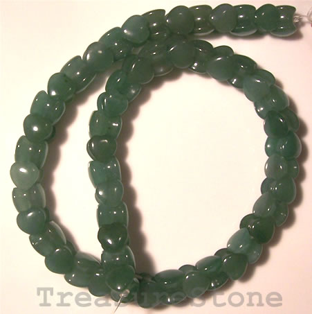 Bead, green aventurine, 10mm heart to heart. 16-inch strand.