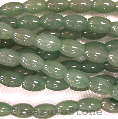 Bead, green aventurine, 4x6mm oval. 16-inch strand.