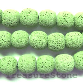 Bead, green Lava (dyed), about 15mm. 15pcs.
