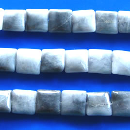 Bead, grey jasper,14mm puffed square. 16 inch strand