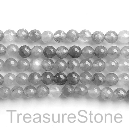 Bead, grey quartz, 8mm faceted round. 15-inch, 46pcs.