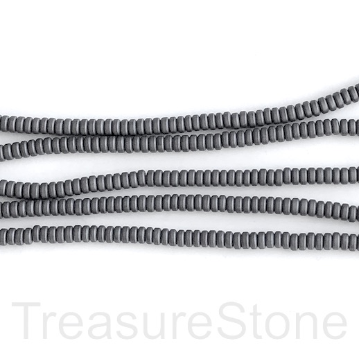 Bead, hematite, dark grey, 2x4mm heishi, disc, matte. 15.5", 175 - Click Image to Close