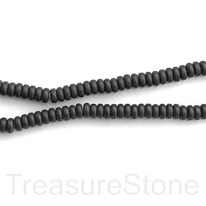 Bead, hematite (manmade), 2x4mm disc, black matte2. 16-inch.