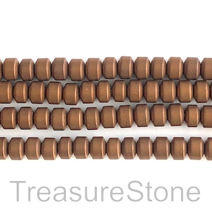 Bead, hematite (manmade), 4x6mm disc, copper matte. 16", 104pcs