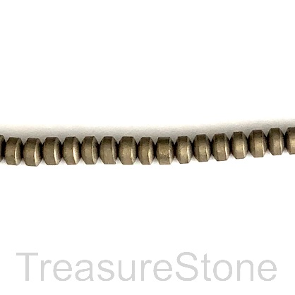 Bead, hematite (manmade), 2x3mm disc, brass matte. 16-inch. - Click Image to Close