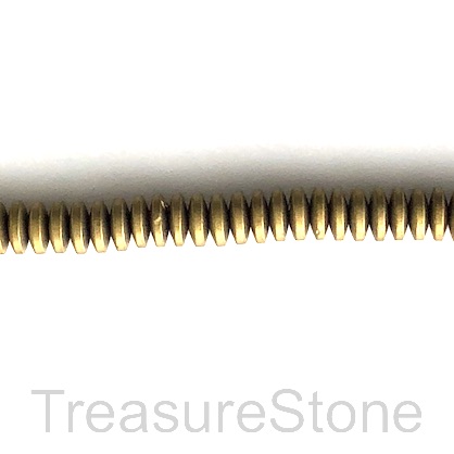 Bead, hematite (manmade), 1x4mm disc, brass matte. 16-inch.