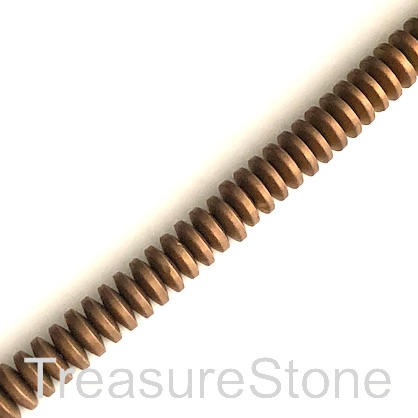 Bead, hematite (manmade), 1x4mm disc, copper matte. 16-inch.
