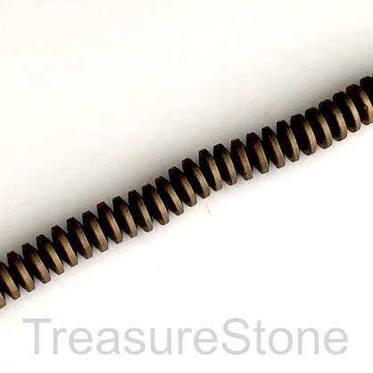 Bead, hematite (manmade), 1x4mm disc, dark brass matte. 16-inch. - Click Image to Close