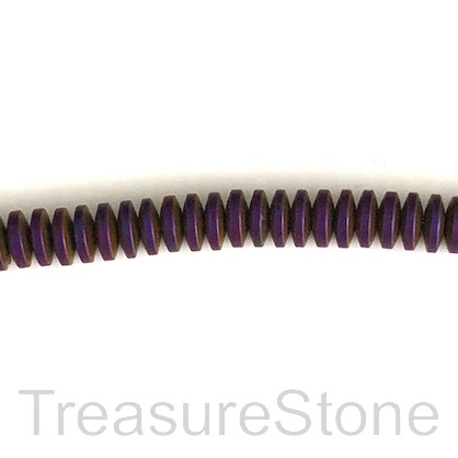 Bead, hematite (manmade), 1x4mm disc, purple matte. 16-inch.