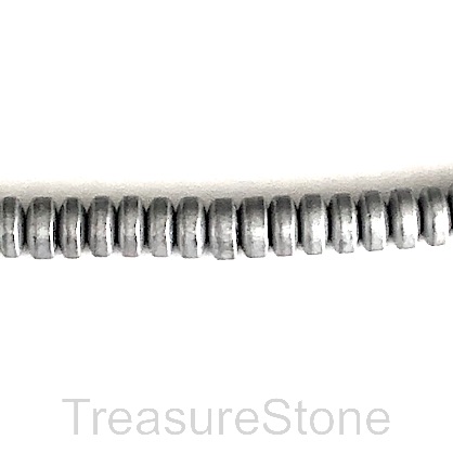 Bead, hematite (manmade), 2x4mm disc, silver matte. 16-inch.