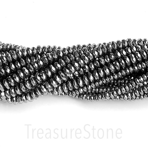 Bead, hematite, 3x6mm faceted rondelle. 15.5-inch, 127pcs
