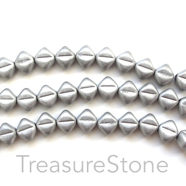 Bead, hematite (manmade), silver coloured, 6x7mm. 15.5-inch.