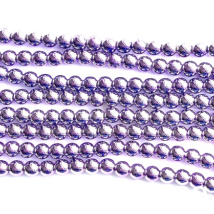 Bead, hematite, 4mm round, light Lilac purple. 15-inch, 98pcs