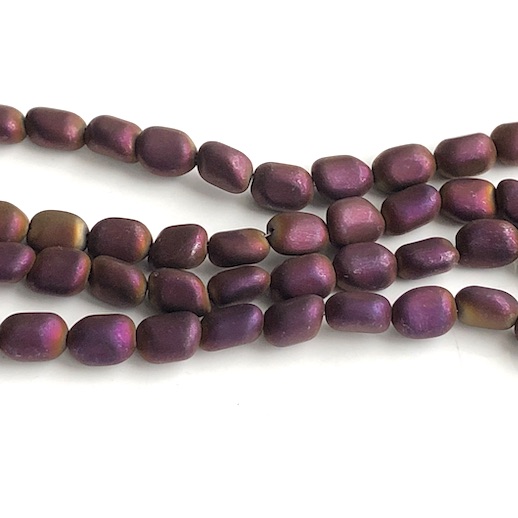 Bead, hematite, plum purple matte, 7x10mm nugget. 16", 44pcs - Click Image to Close
