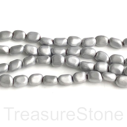 Bead, hematite, silver, grey matte, 7x10mm nugget. 16", 44pcs - Click Image to Close