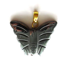 Pendant, hematite, 18x25mm butterfly. Sold individually.