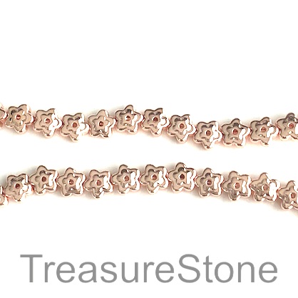 Bead, hematite, 6mm rose gold flower 2. 15.5-inch, 75pcs - Click Image to Close