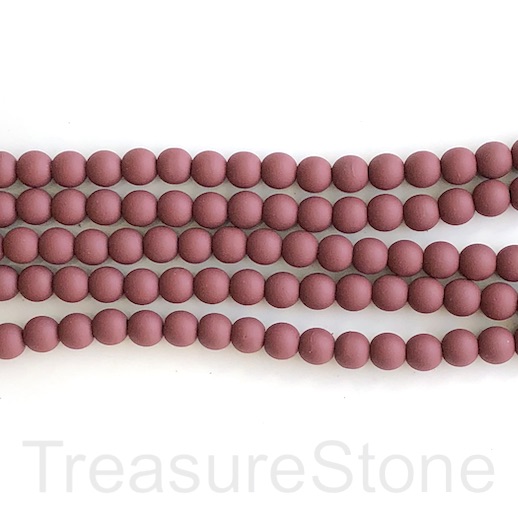 Bead, hematite,rubber feel,8mm round,brown purple matte.16",50pc