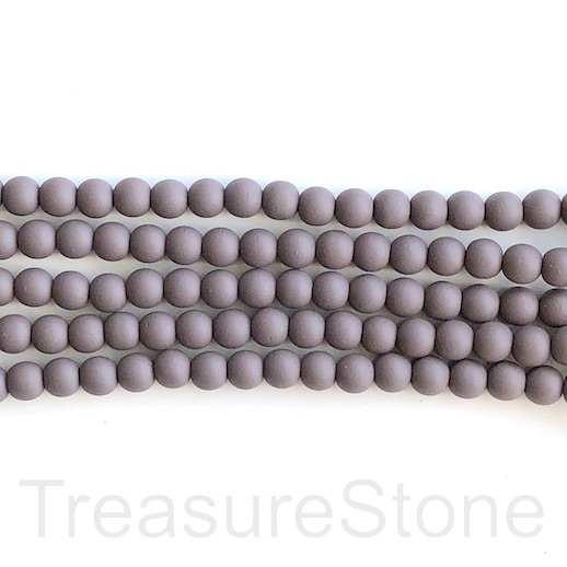 Bead, hematite, rubber feel,8mm round, grey matte. 16",50pc - Click Image to Close