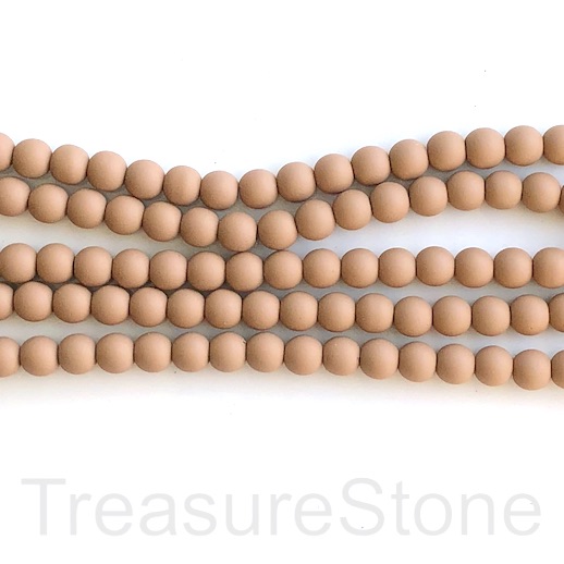 Bead, hematite,rubber feel,8mm round, light brown matte.16",50pc - Click Image to Close