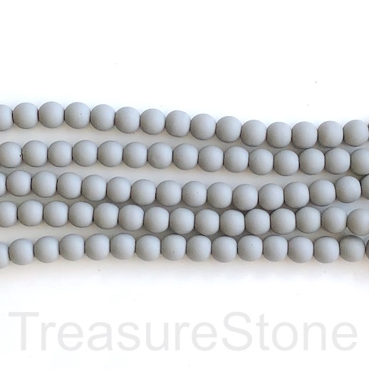 Bead, hematite,rubber feel,8mm round, light grey matte.16",50pc - Click Image to Close