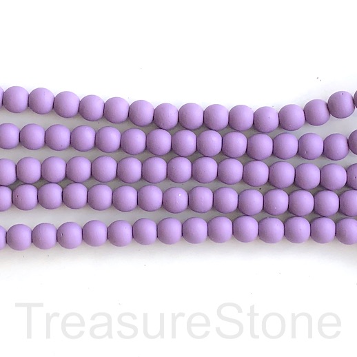 Bead,hematite,rubber feel,8mm round,light purple1 matte.16",50pc