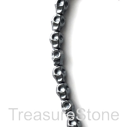 Bead, hematite (manmade), 5x6mm skull. 16-inch, 66pcs - Click Image to Close