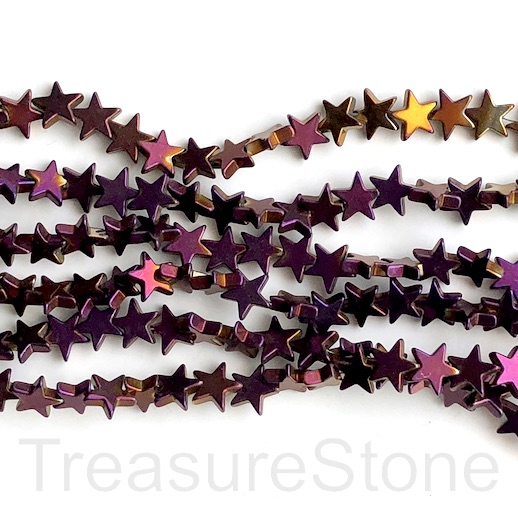 Bead, hematite (manmade), 8mm star purple. 15.5", 64pcs