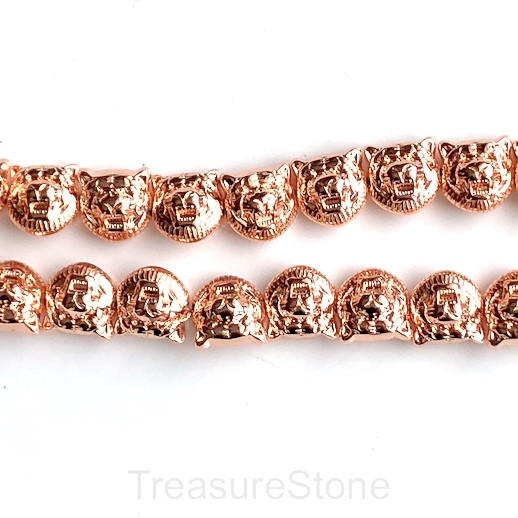 Bead, hematite (manmade), rose gold, 12mm tiger. Pack of 2pcs - Click Image to Close
