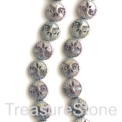 Bead, hematite, tree of life, 13mm, spring color. 15", 30pcs - Click Image to Close