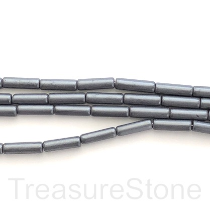 Bead, hematite (manmade), 4x13mm tube, grey matte. 16",31pcs