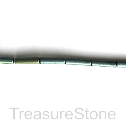 Bead, hematite (manmade), peacock, 2x8mm tube. 16-inch, 49pcs