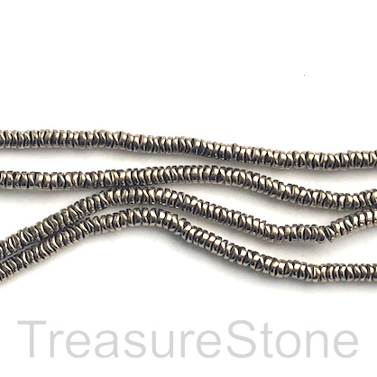 Bead, hematite, pyrite gold, 4mm wavy disc. 15-inch - Click Image to Close
