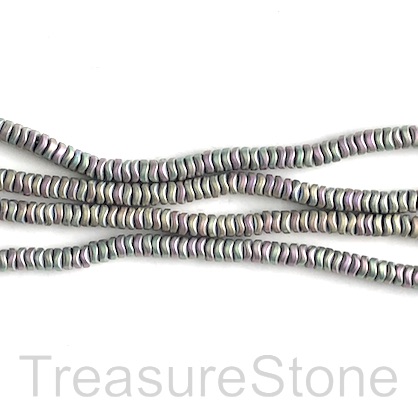 Bead, hematite, spring matte, 4mm wavy disc. 15-inch - Click Image to Close