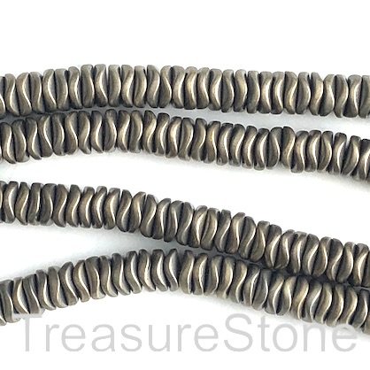 Bead, hematite, pyrite gold, 6mm wavy disc. 15-inch - Click Image to Close