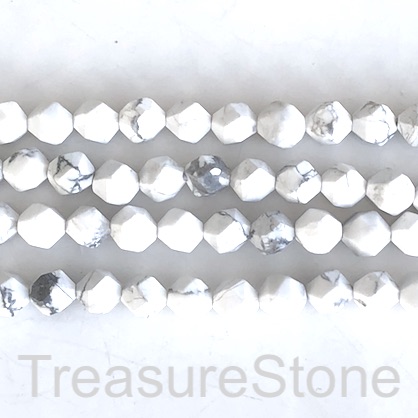 Bead, white howlite, 9x10mm,faceted nugget, star cut.15inch, 36
