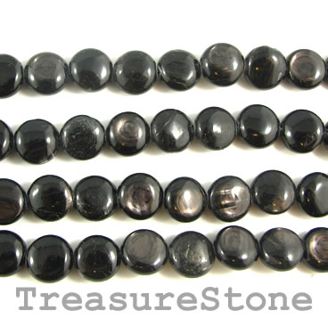 Bead, Hypersthene, 10mm puffed coin. 16-inch strand.