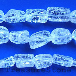 Bead, ice flake quartz, about 15mm faceted nugget. 15.5-inch